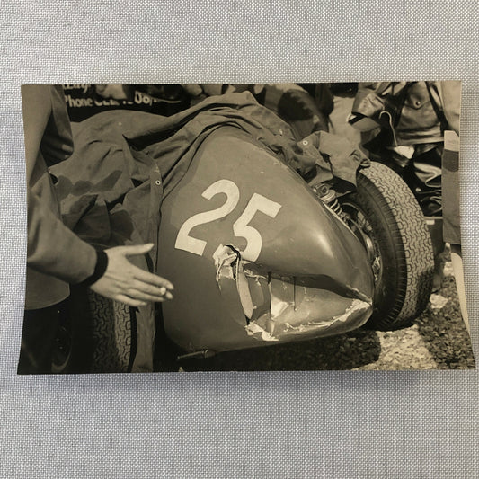 Vintage Racing Car Photo Photograph - Crashed Damaged Racing Car 