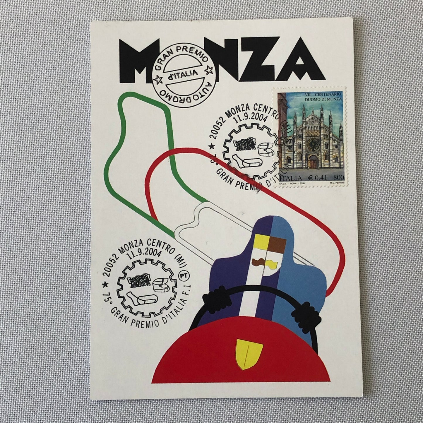 2004 Italian Grand Prix Postcard with Duomo Stamp 