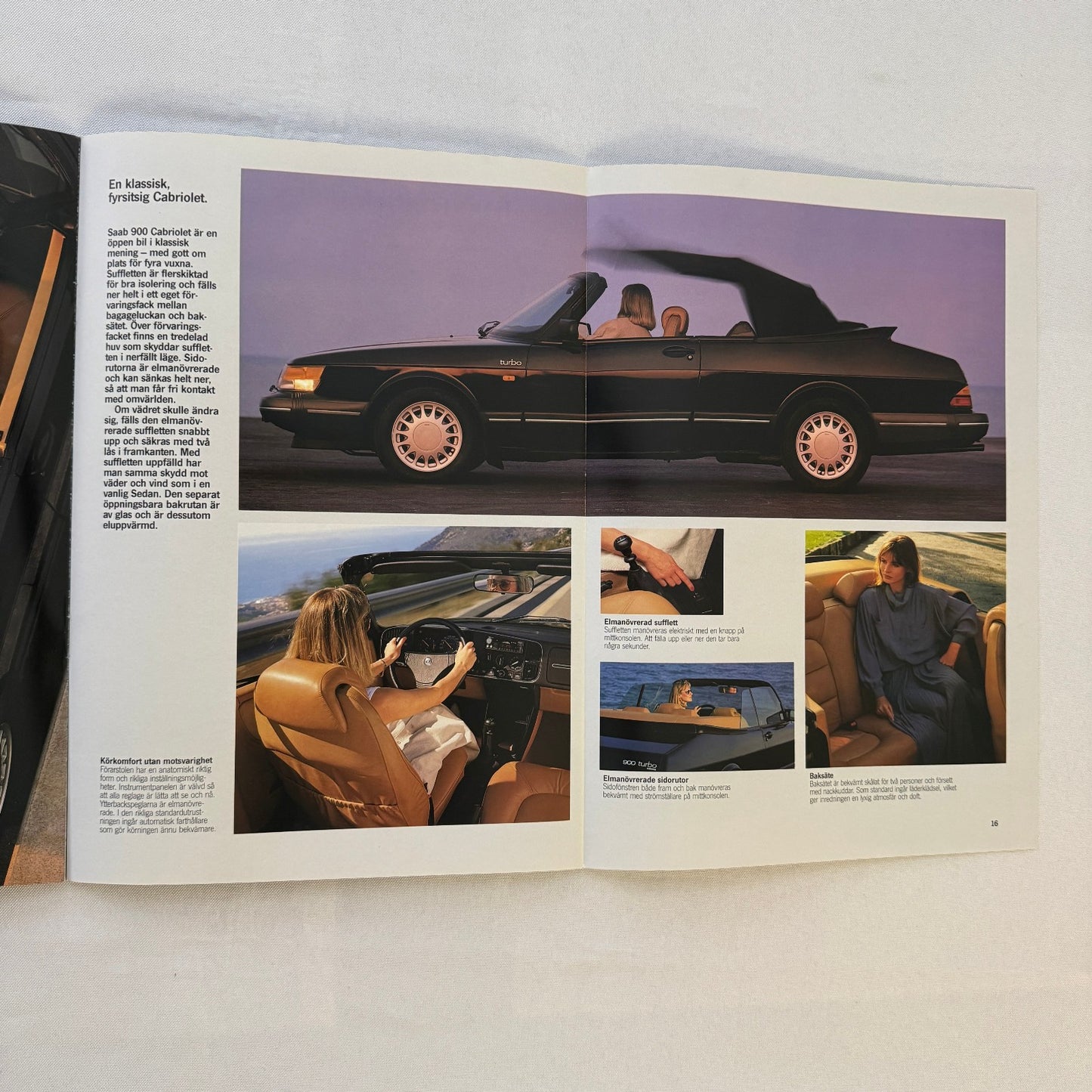 Vintage Saab 900 Cabriolet Saab 900 Turbo 16 Aero Sales Brochure Car SWEDISH