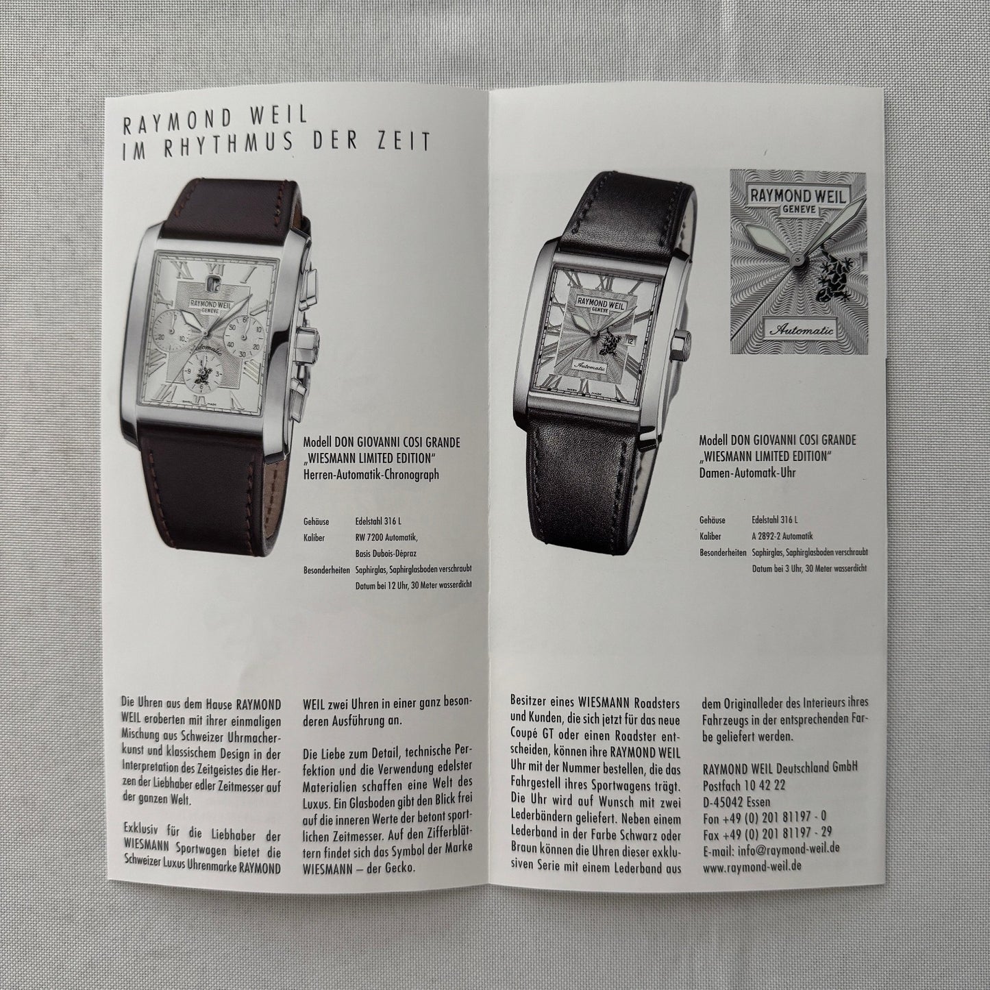 Wiesmann Car Sales Brochure Catalog Lot Wiesmann Roadster Raymond Weil Watch