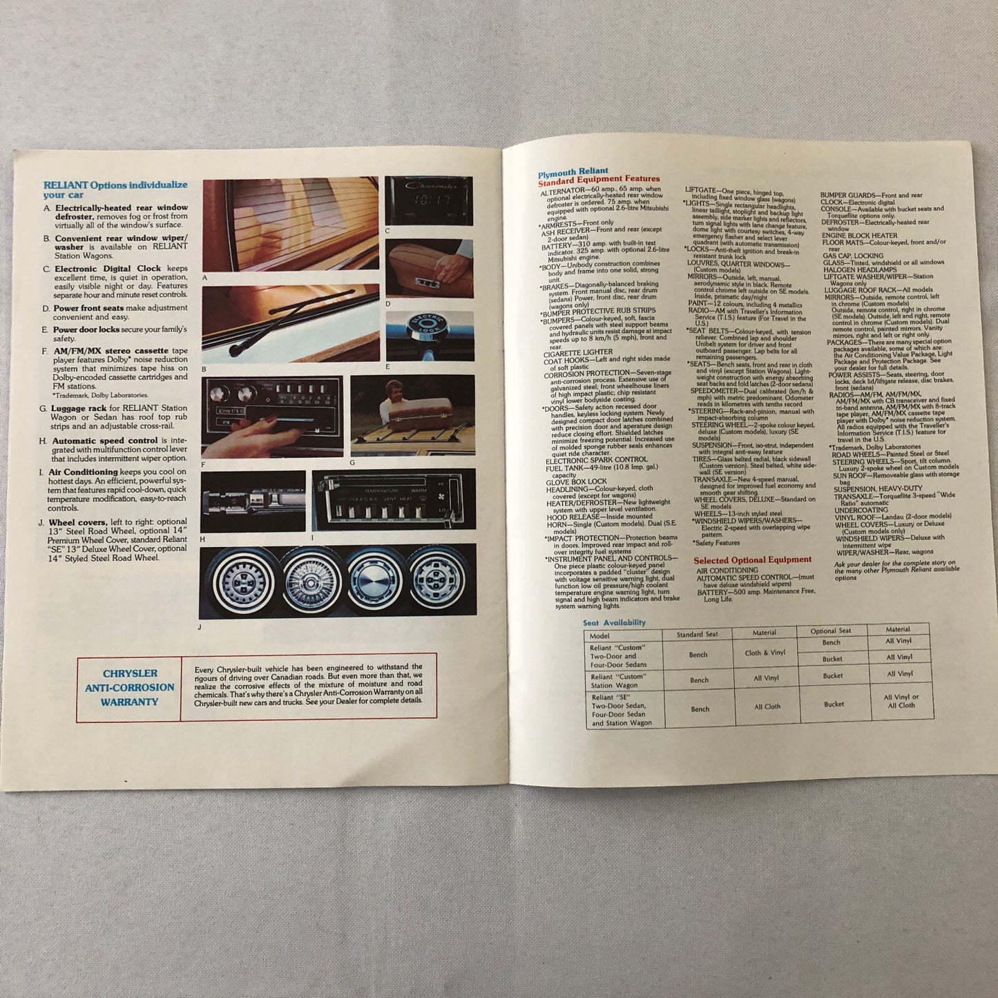1981 Plymouth Reliant K Car Sales Brochure Catalog Coupe Sedan Station Wagon