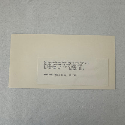 1926 Mercedes Benz Sportwagen Typ K Factory Press Photo Photograph Saoutchik