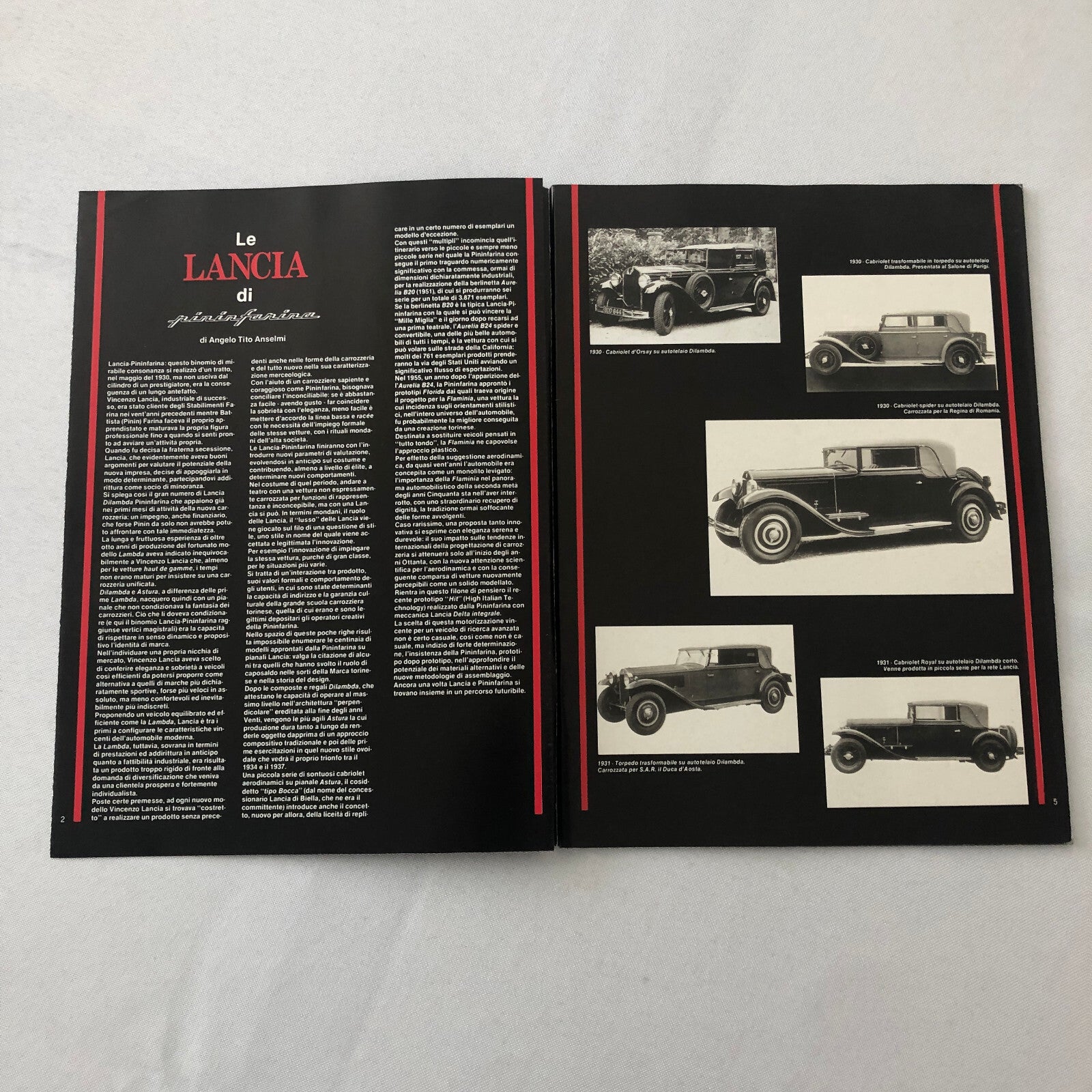 Lancia Pininfarina History Brochure Book Aurelia Cabriolet Coupe Berlinetta +