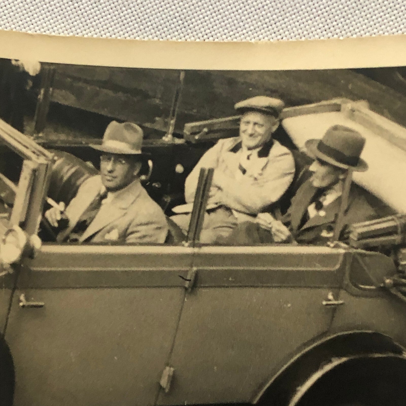 Vintage Photo Photograph Snapshot Men in Early Car Automobile + AL22SM2