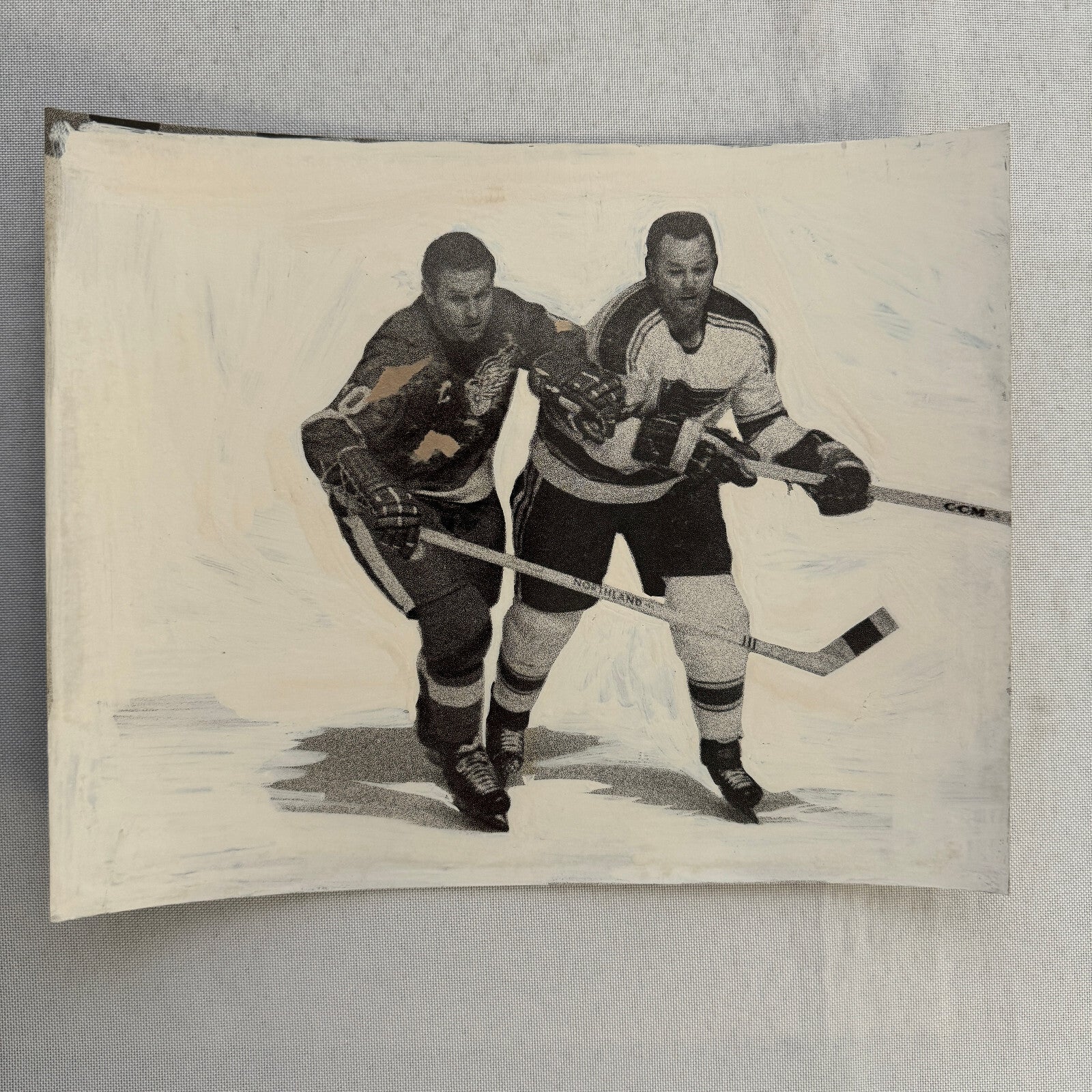 Hockey Player Photo Photograph Vintage Mockup Alex Delvecchio Doug Harvey
