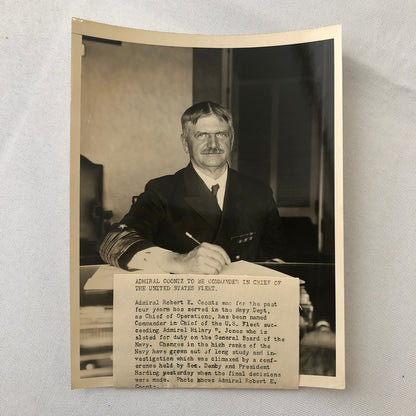 Press Photo Photograph Navy Admiral Robert E Coontz Commander Keystone Photo