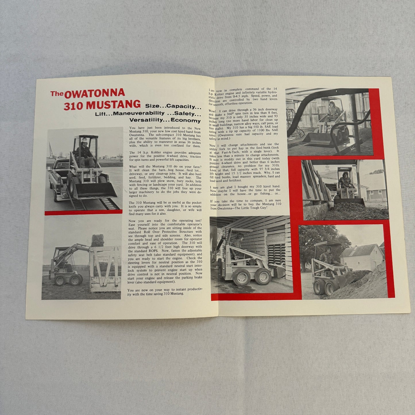 OMC Owatonna 310 Mustang Hydrostatic Loader Construction Farm Brochure