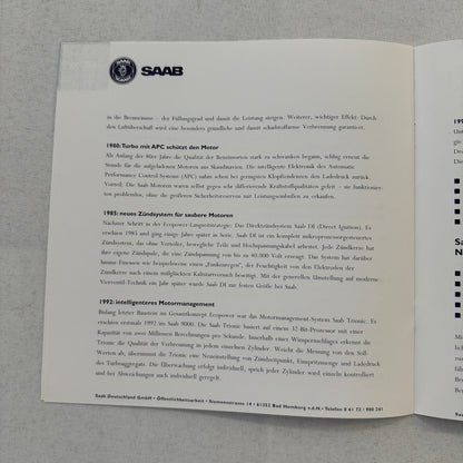 1996 Saab Factory Press Kit Photos Saab 900 Saab 9000 German Text