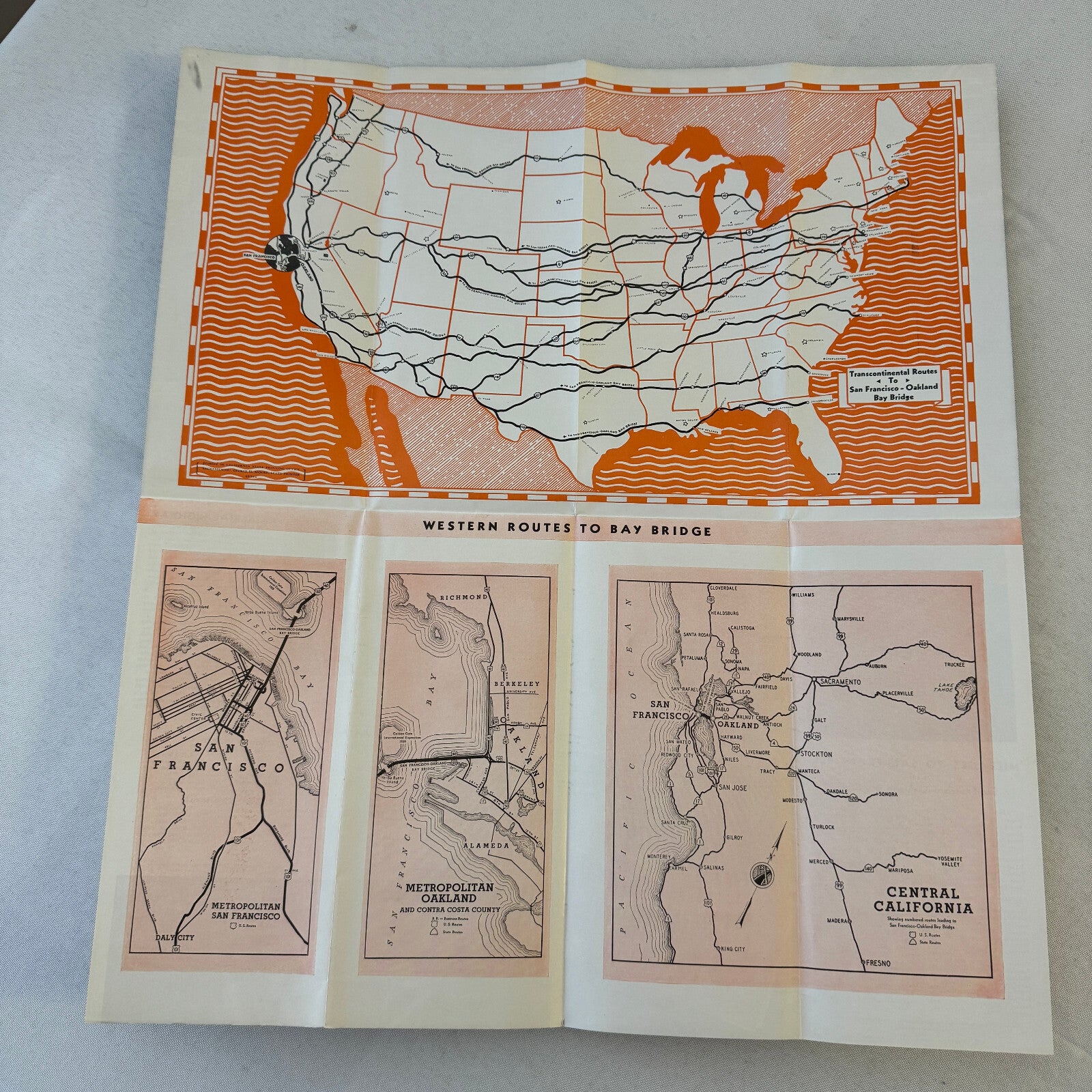 Vintage San Francisco Oakland Bay Bridge Map Brochure