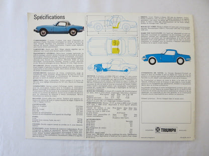 1960s Triumph Spitfire Mark 3 Sales Brochure Advertising Catalog - FRENCH TEXT