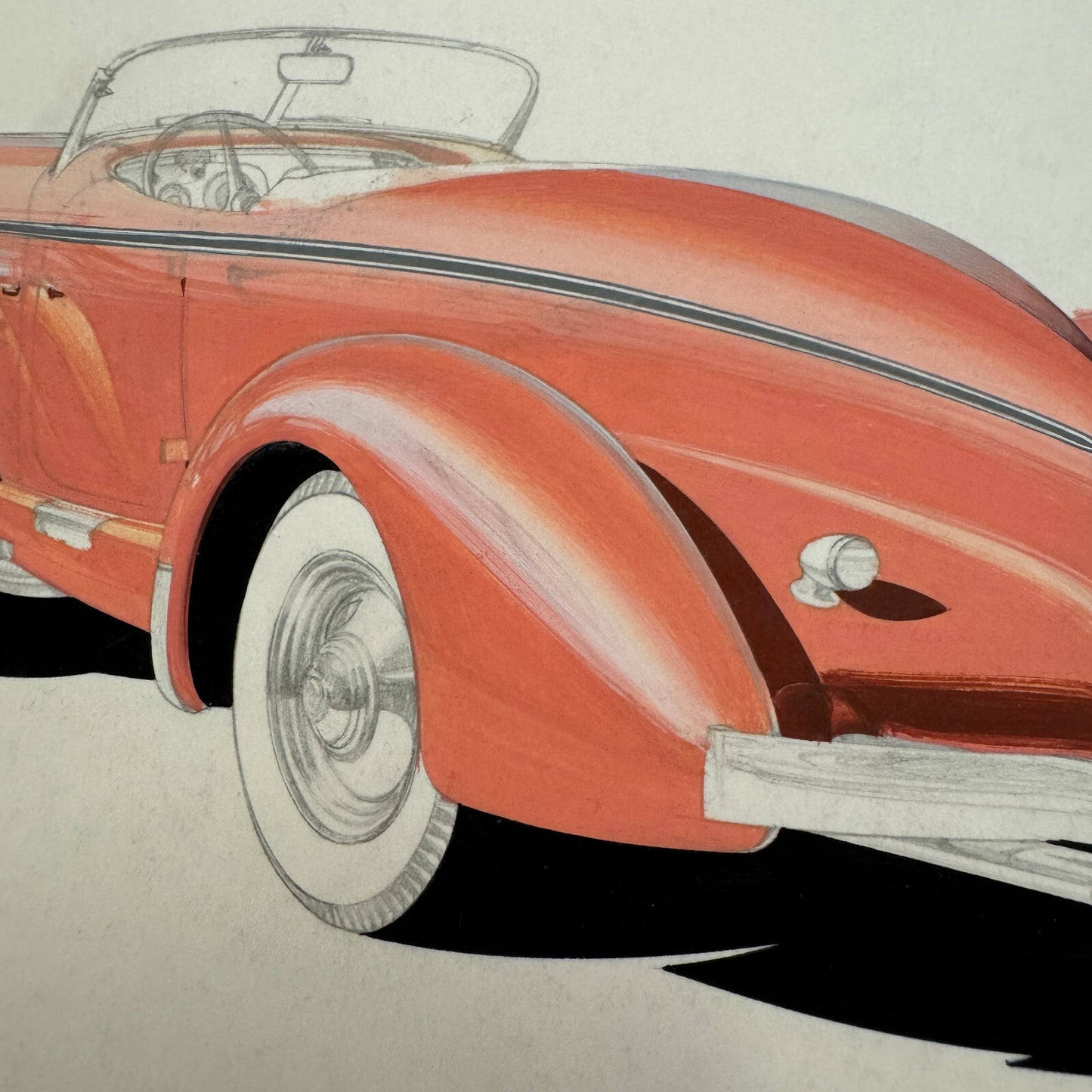 Auburn Boattail Speedster Car Automobile Illustration Art Drawing Hand Drawn