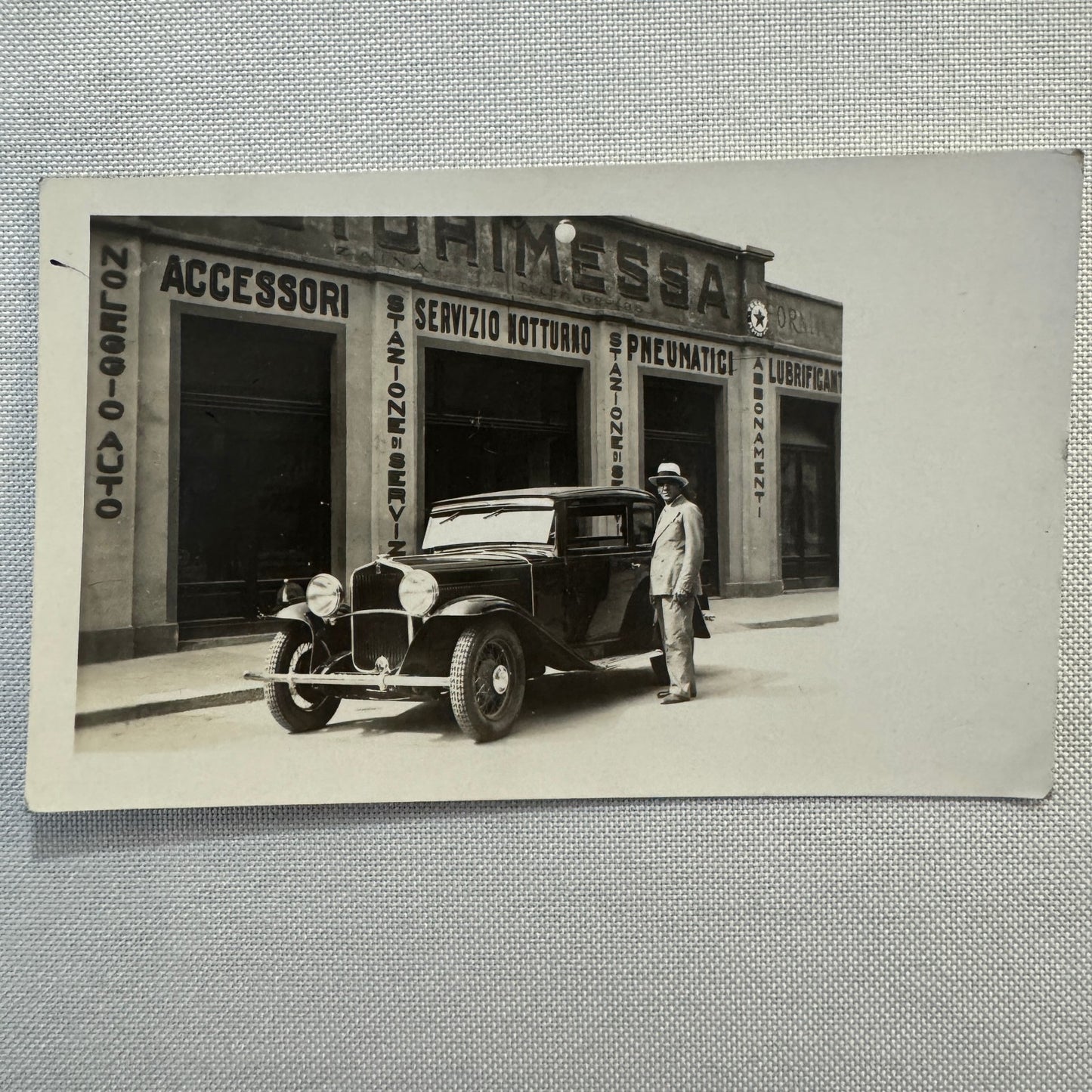 Vintage Postcard Real Photo Postcard RPPC Man with Automobile Car Service Garage
