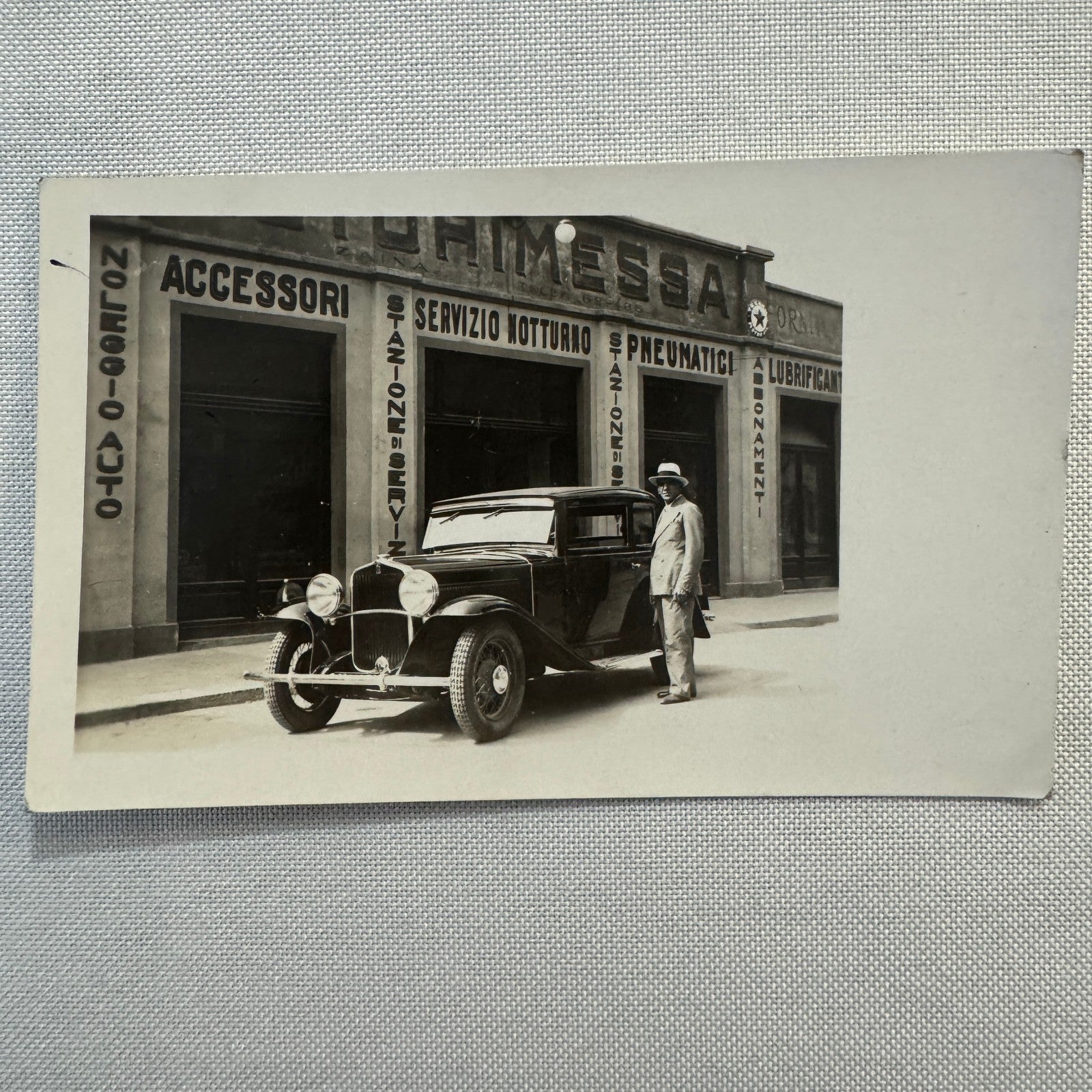 Vintage Postcard Real Photo Postcard RPPC Man with Automobile Car Service Garage