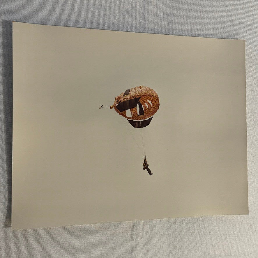 Vintage Skydiving Parachute Photo Large Format Aviation Photograph 1970s-80s