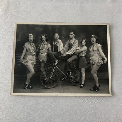 Circus Performers in Costume with Bicycle Vintage Photo Photograph Print