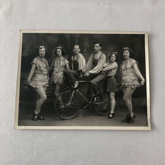 Circus Performers in Costume with Bicycle Vintage Photo Photograph Print