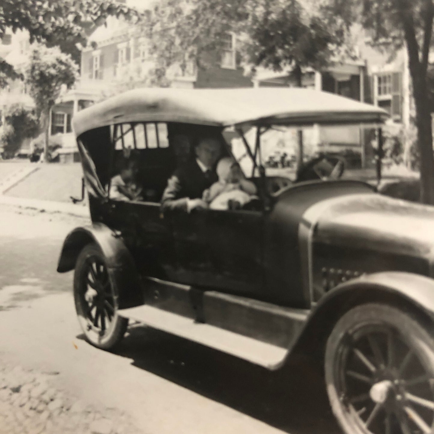 Antique Glass Plate Lantern Slide Photo Car Automobile Family Baby Children