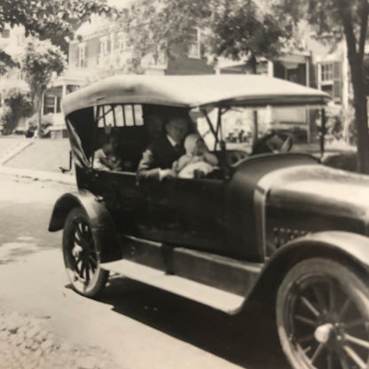 Antique Glass Plate Lantern Slide Photo Car Automobile Family Baby Children
