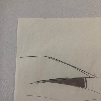 Vintage Concept Car Design Illustration Sketch Drawing Art Signed