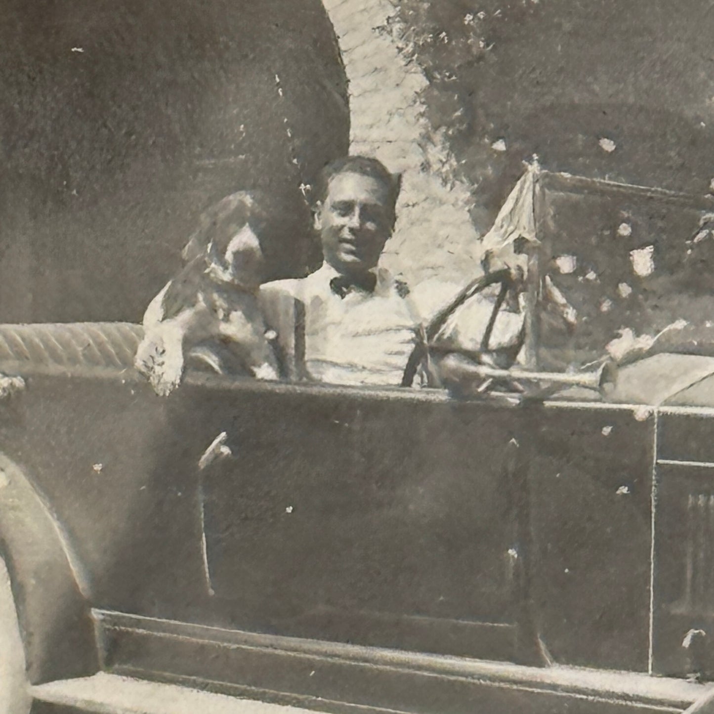 Vintage Photo Photograph Print Antique Car Man Dog 1927