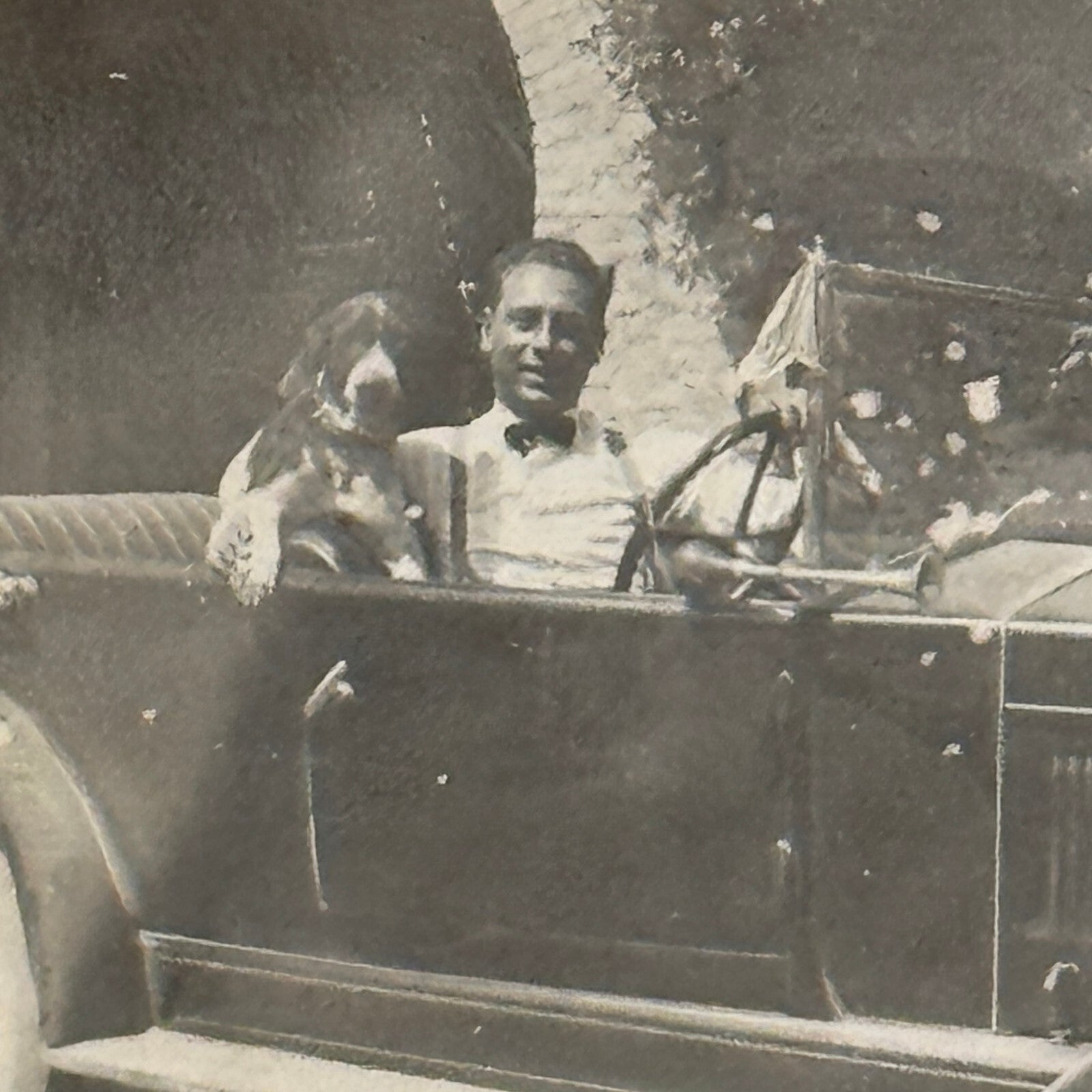 Vintage Photo Photograph Print Antique Car Man Dog 1927