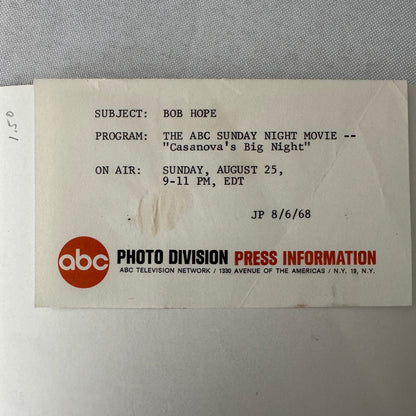 Bob Hope Casanova's Big Night Movie Press Photo Photograph ABC Television 1968