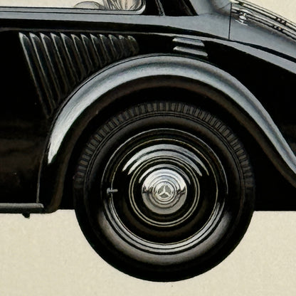 1934 Mercedes Benz 130 W23 Car Illustration Art Drawing Hand Drawn Vintage