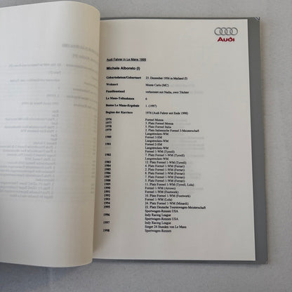 1999 Audi 24 Hours of LeMans Racing Team Press Kit Photos Brochure GERMAN