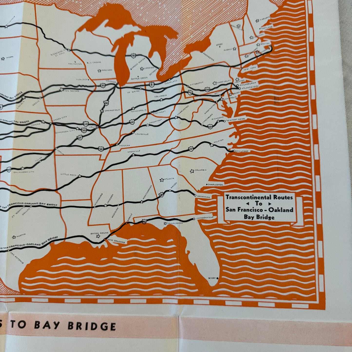 Vintage San Francisco Oakland Bay Bridge Map Brochure