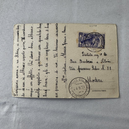 Vintage Italian Postcard Post Card Coppa Acerbo Racing Race Car 1951 Postmark