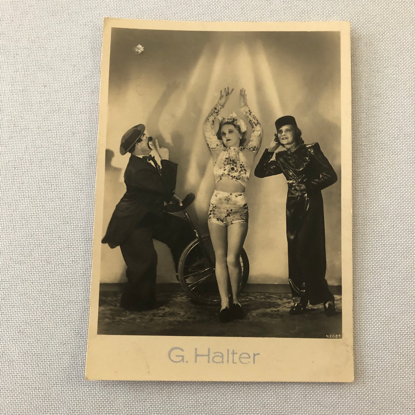 Circus Performer Clown Unicycle Real Photo Postcard RPPC L.G. Halter Comedy