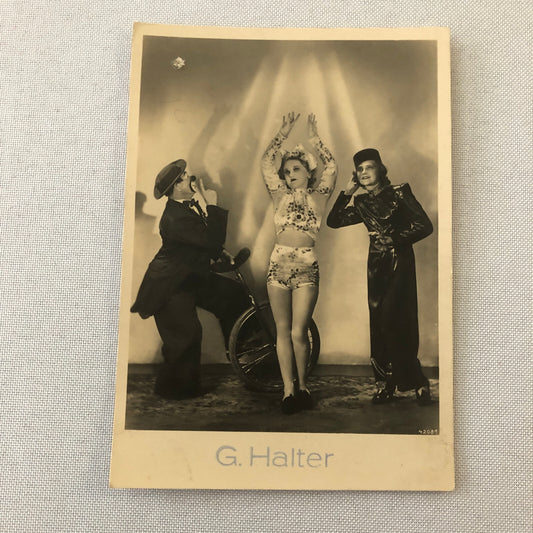 Circus Performer Clown Unicycle Real Photo Postcard RPPC L.G. Halter Comedy