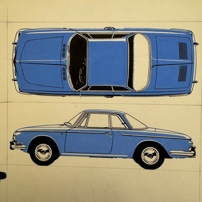 Volkswagen VW Karmann Ghia Automobile Illustration Art Drawing Hand Drawn
