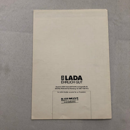 Lada Niva Car Sales Brochure Catalog Niva L Niva Cabrio L German Text European