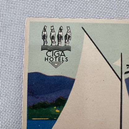 Vintage Hotel Travel Luggage Label Hotel Iles Borromees Stresa Lago Maggiore