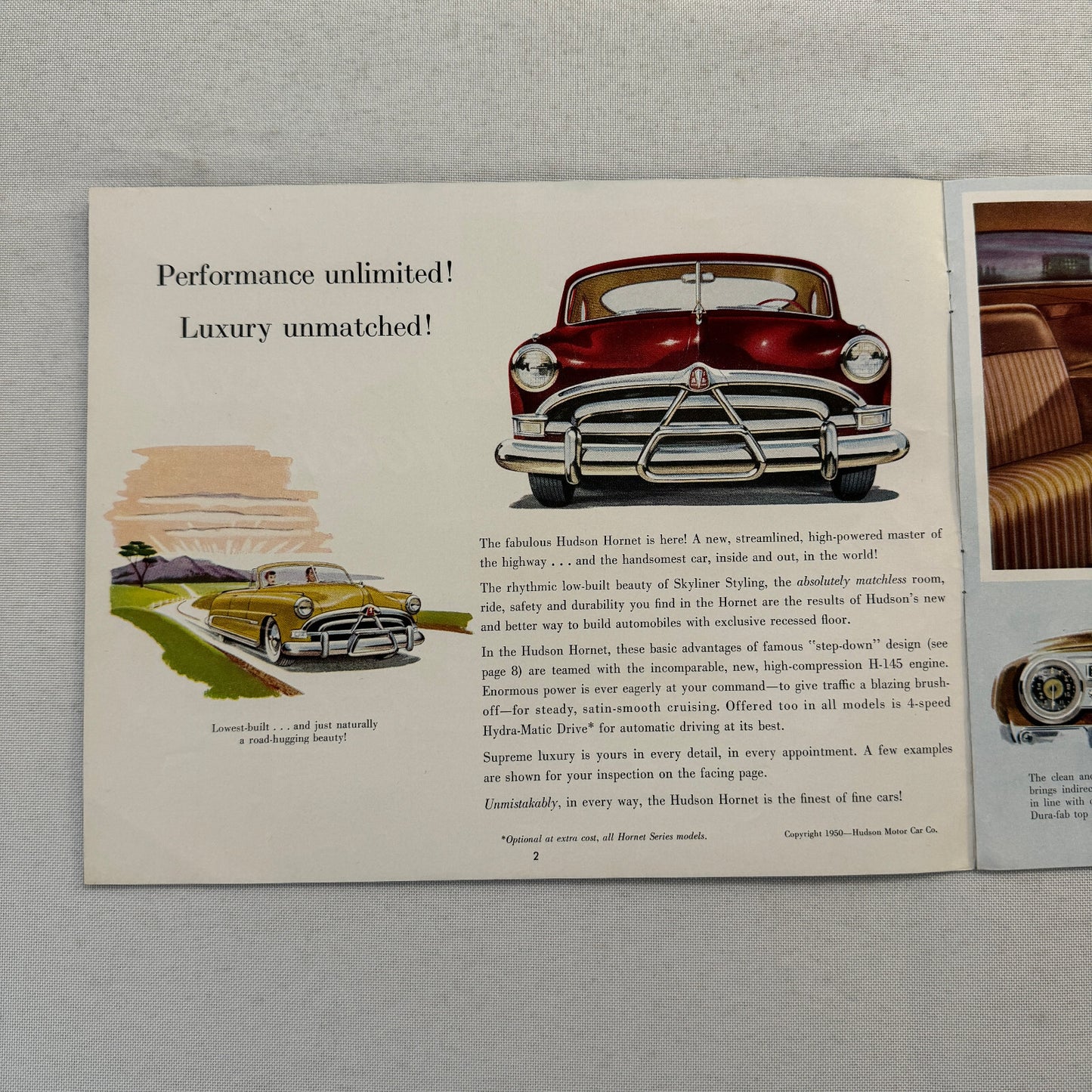 Hudson Hornet Car Sales Brochure Catalog Advertising Convertible Brougham Coupe