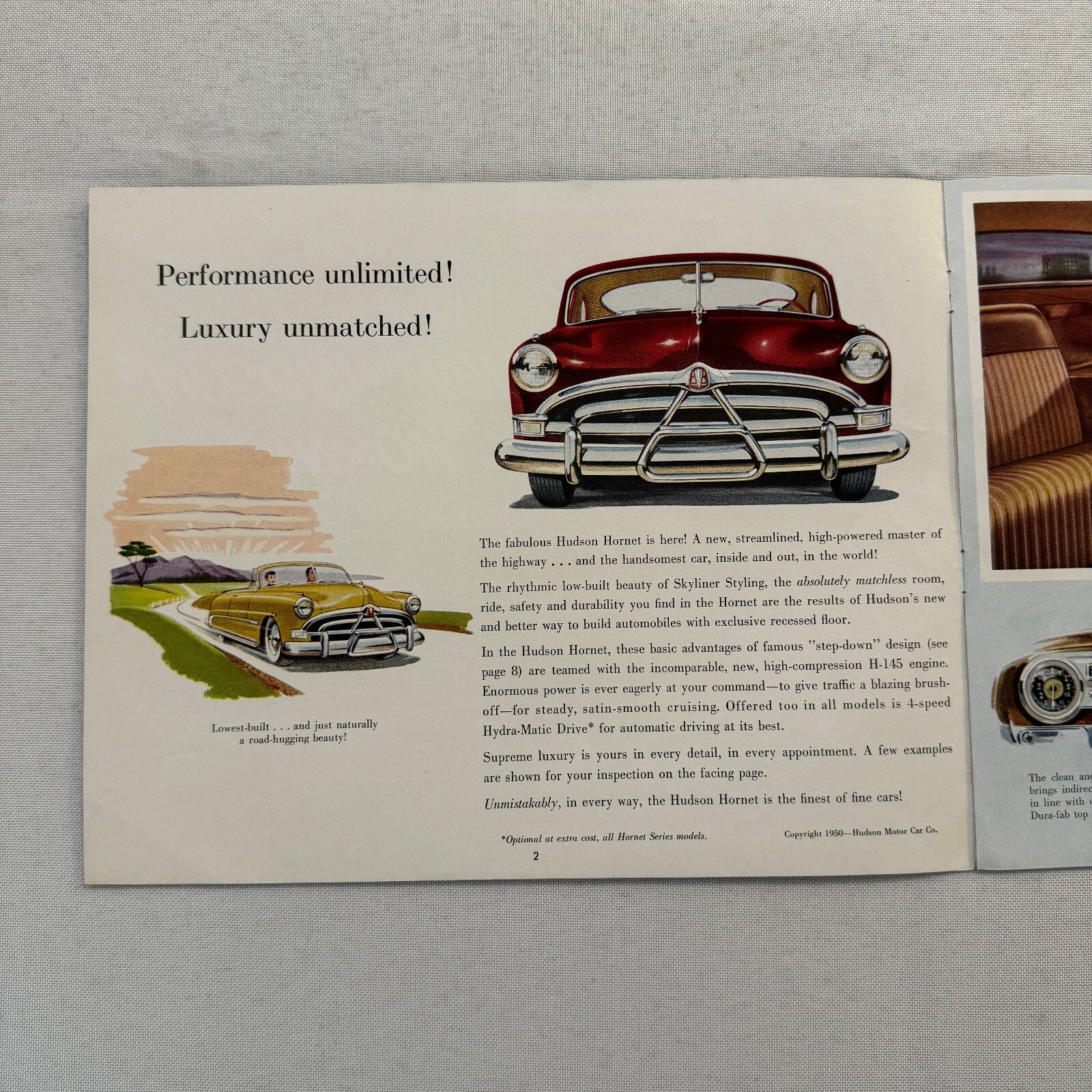 Hudson Hornet Car Sales Brochure Catalog Advertising Convertible Brougham Coupe