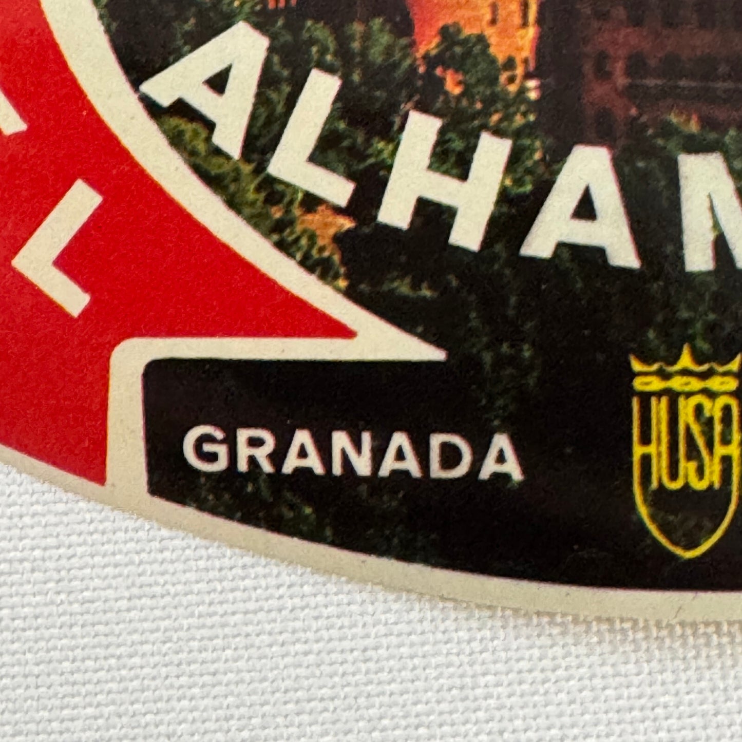 Vintage Travel Label Hotel Alhambra Granada Espana Spain Spanish Palace