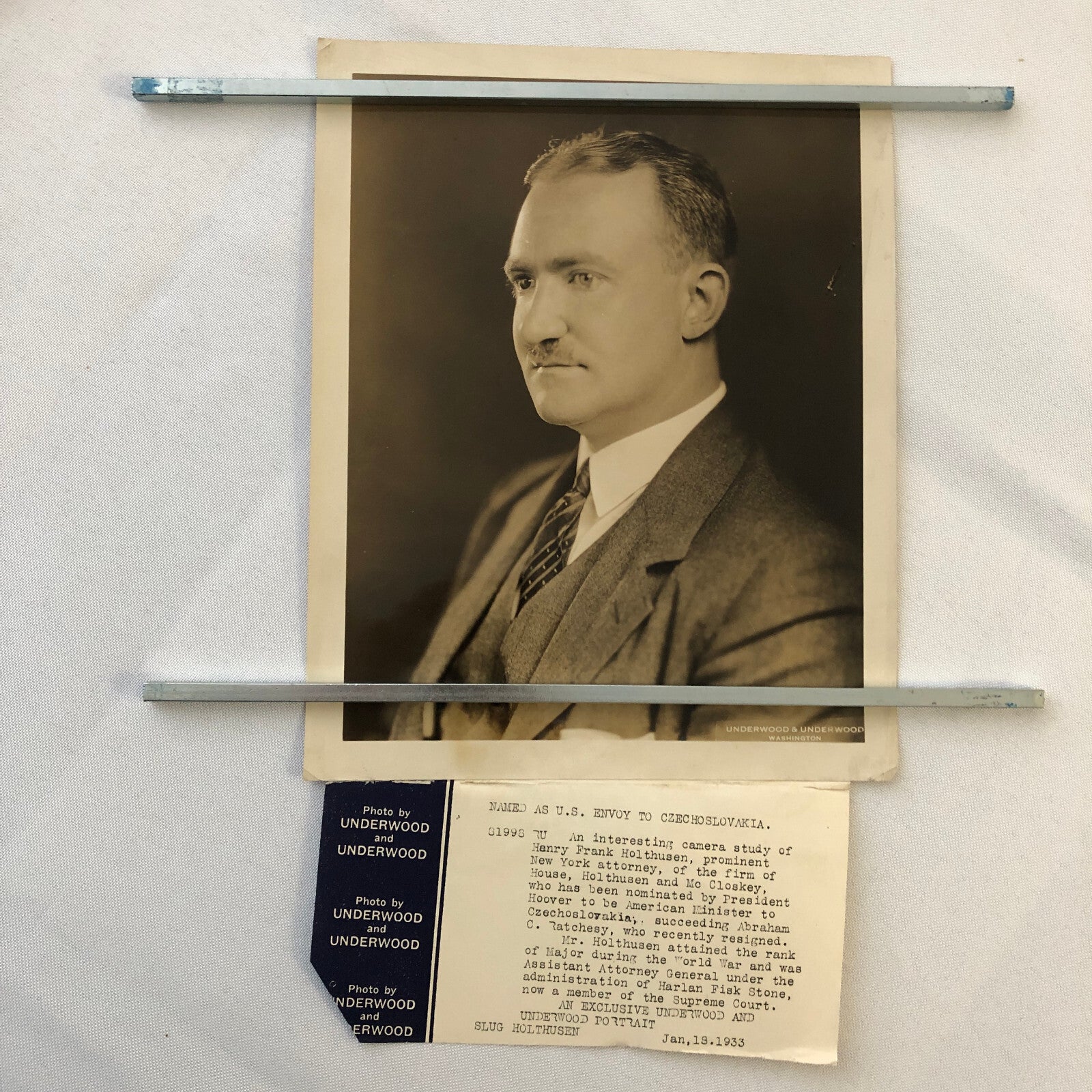 Press Photo Photograph Portrait American Ambassador to Czechoslovakia 1933