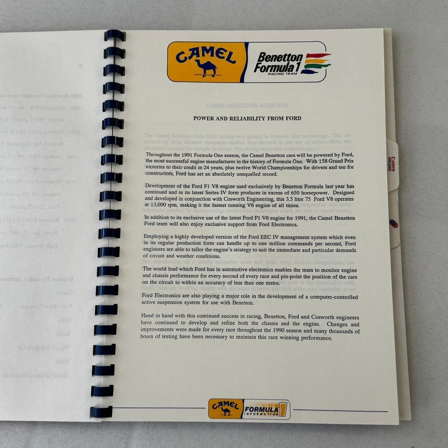 Camel Formula One Racing Press Kit Brochure Nelson Piquet Nigel Mansell 1991