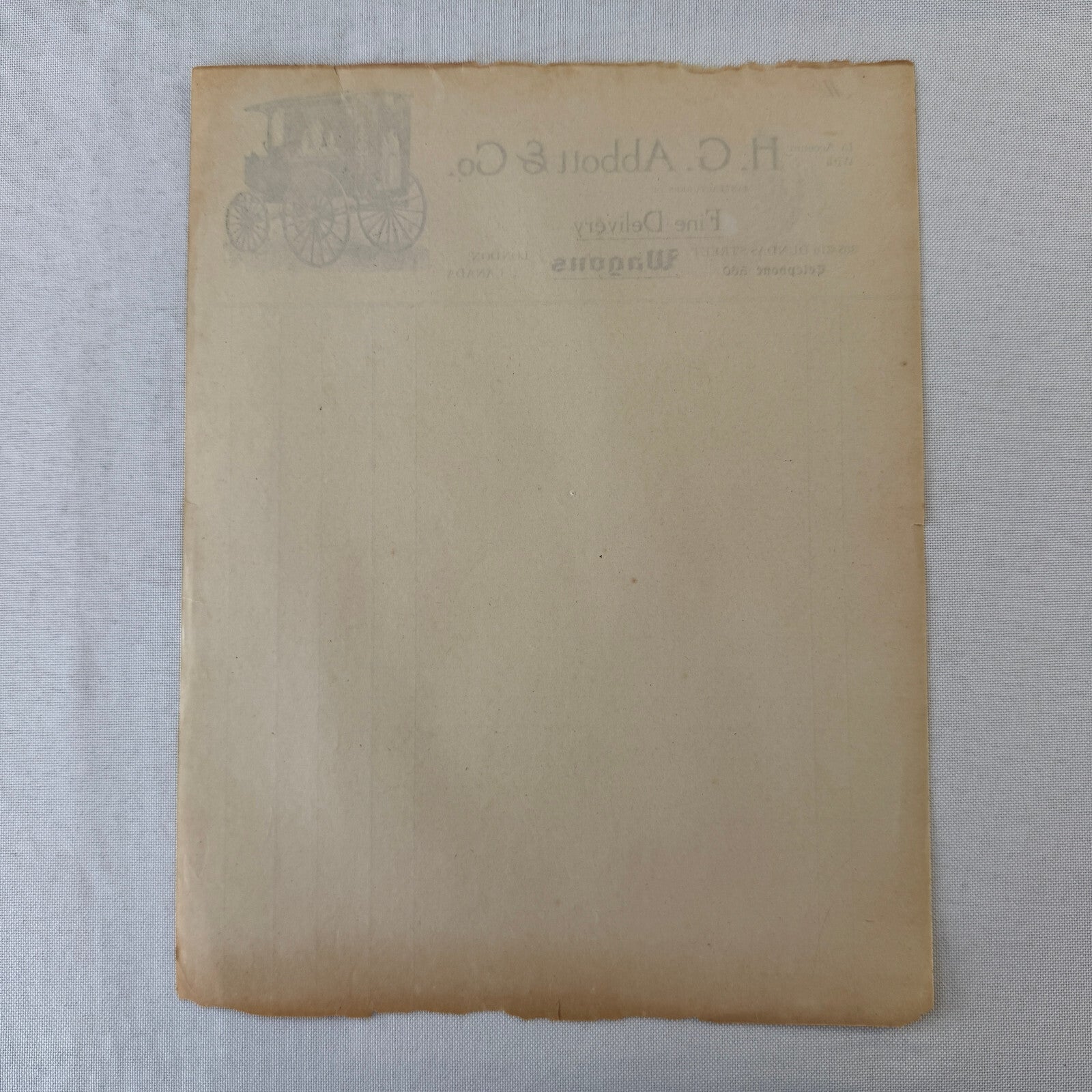 Antique HG Abbott & Co Delivery Wagon Invoice Document Ledger London Ontario
