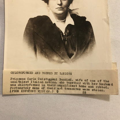 Press Photo Photograph Italian Princess Robbed Crime News Photo 1920s