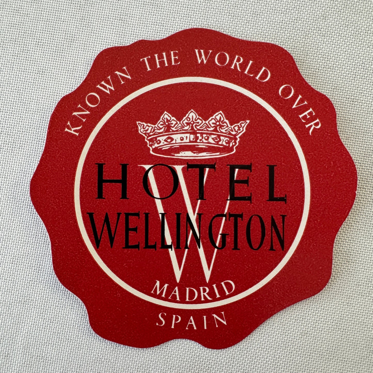 Vintage Hotel Travel Luggage Label Hotel Wellington Madrid Spain Espana