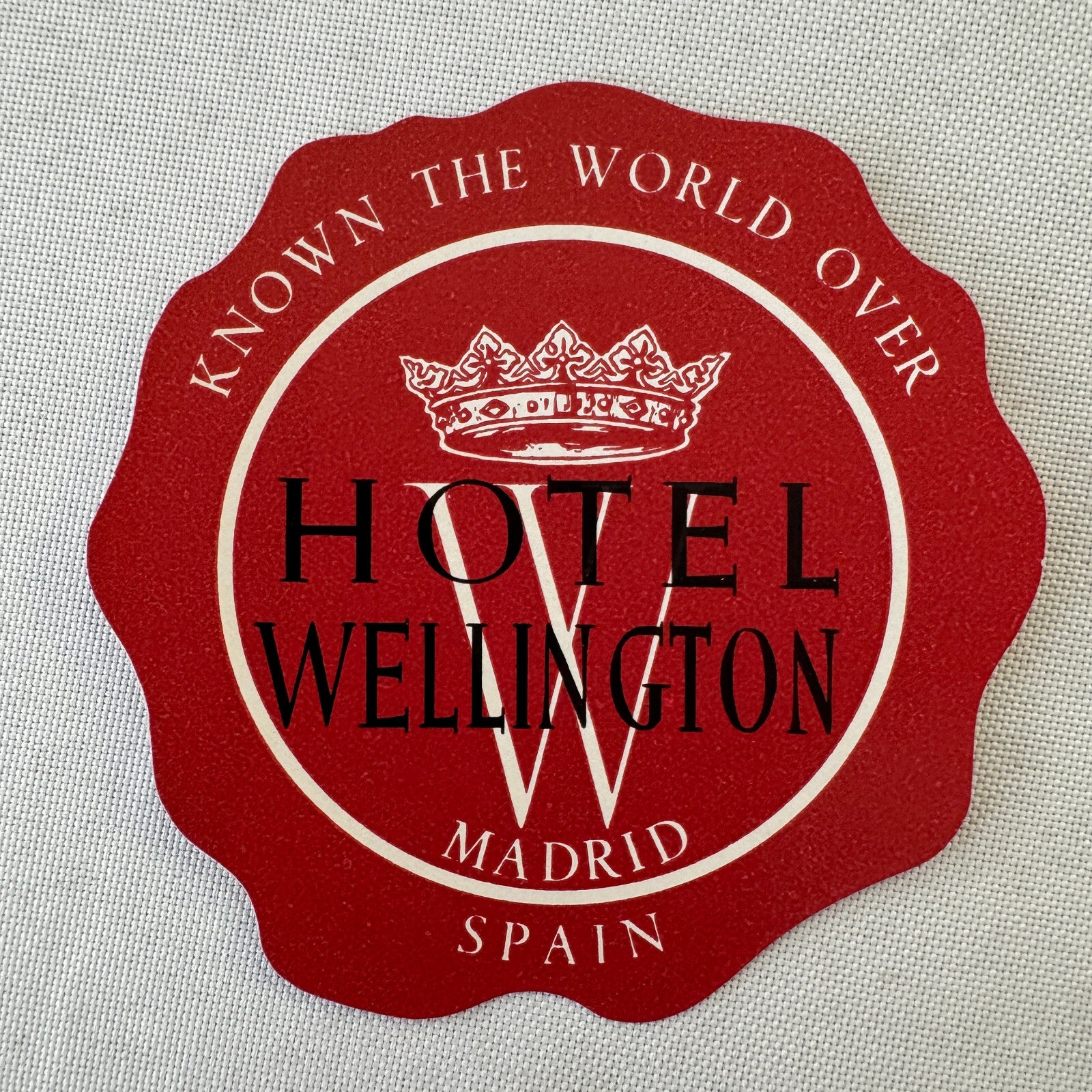 Vintage Hotel Travel Luggage Label Hotel Wellington Madrid Spain Espana