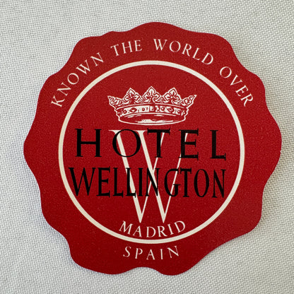 Vintage Hotel Travel Luggage Label Hotel Wellington Madrid Spain Espana