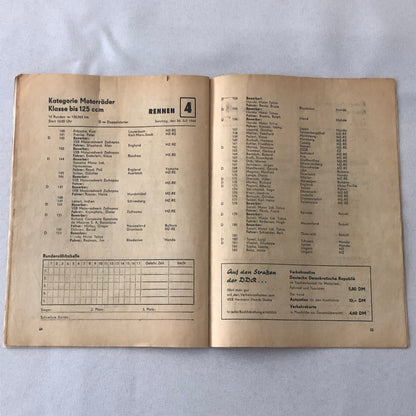 1964 Sachsenring Motorcycle Racing Grand Prix Race Program Book German