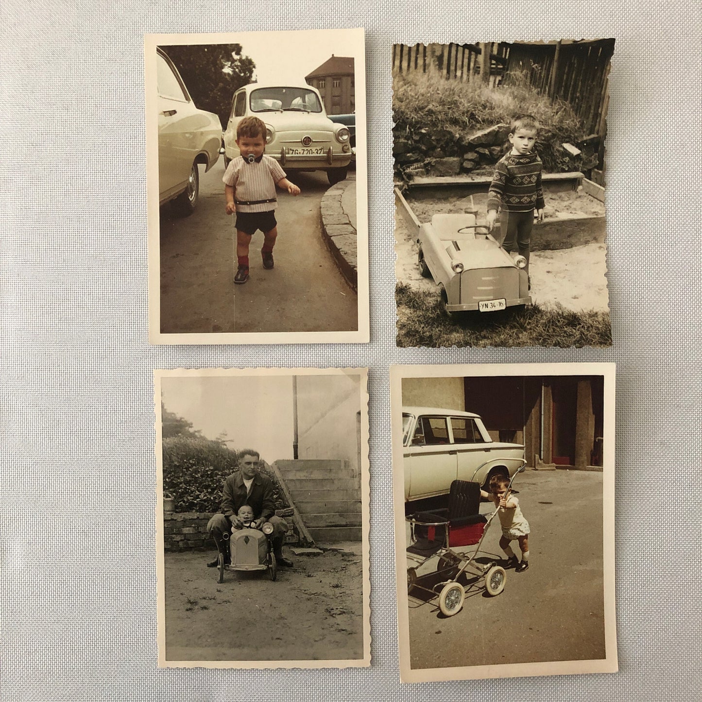 Vintage Photograph Lot Children with Ride On Toys Bikes Cars Pedal Car Tricycle 