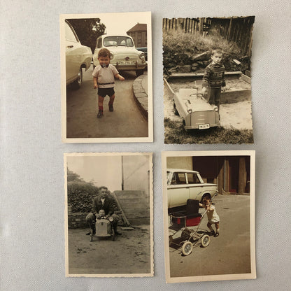 Vintage Photograph Lot Children with Ride On Toys Bikes Cars Pedal Car Tricycle 