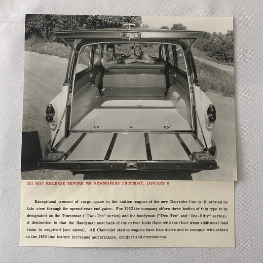 1953 Chevrolet Station Wagon Factory Press Photo Photograph Print
