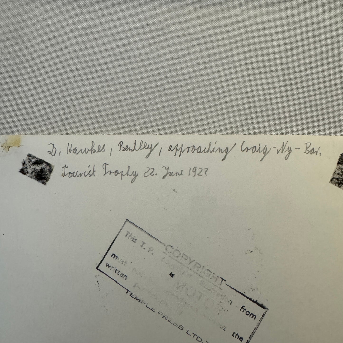 1922 Tourist Trophy TT Race Racing Photo Photograph Vintage WD Hawkes Bentley